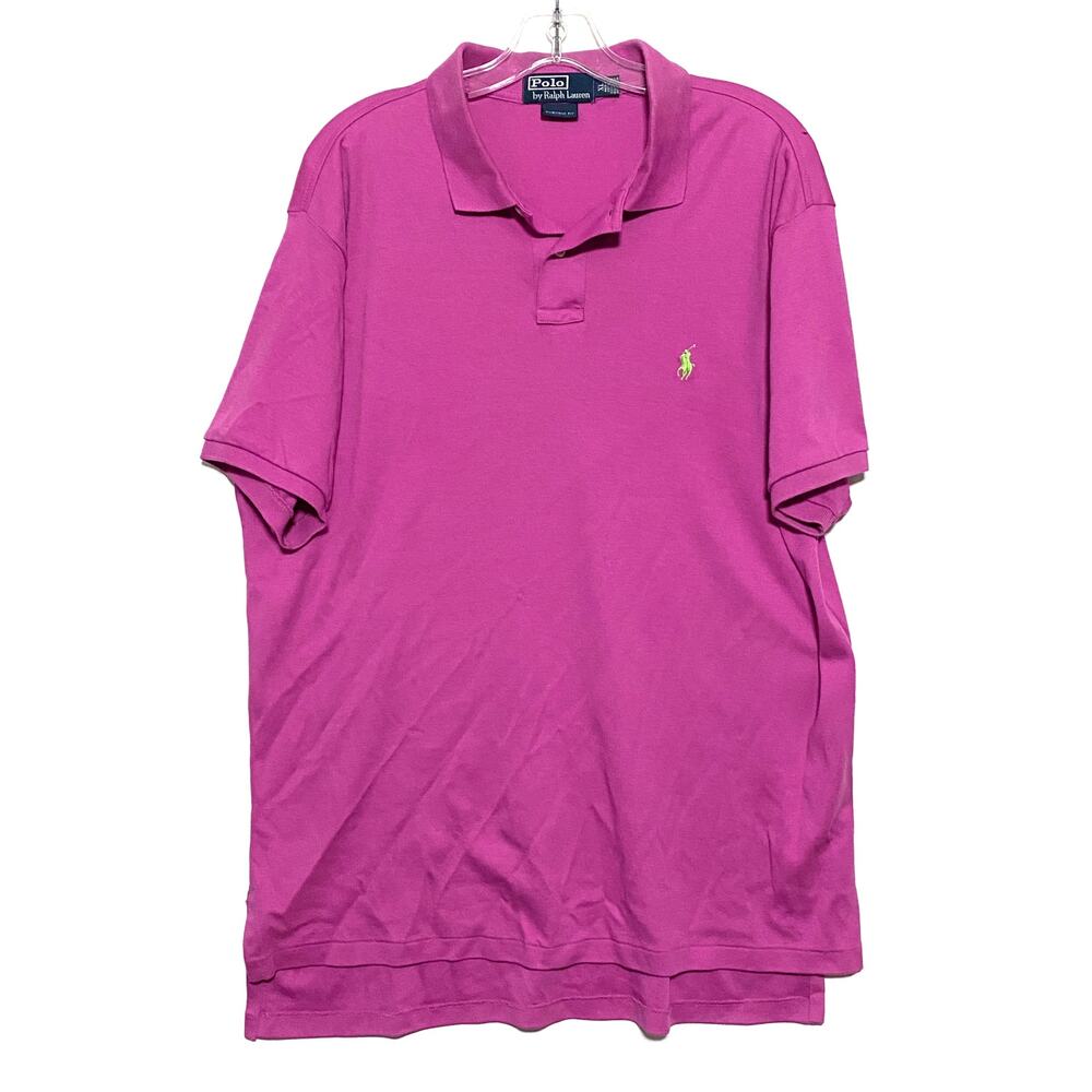 Polo Ralph Lauren Custom Fit Pink Polo Shirt Men XL Golf Preppy Neon Green Pony